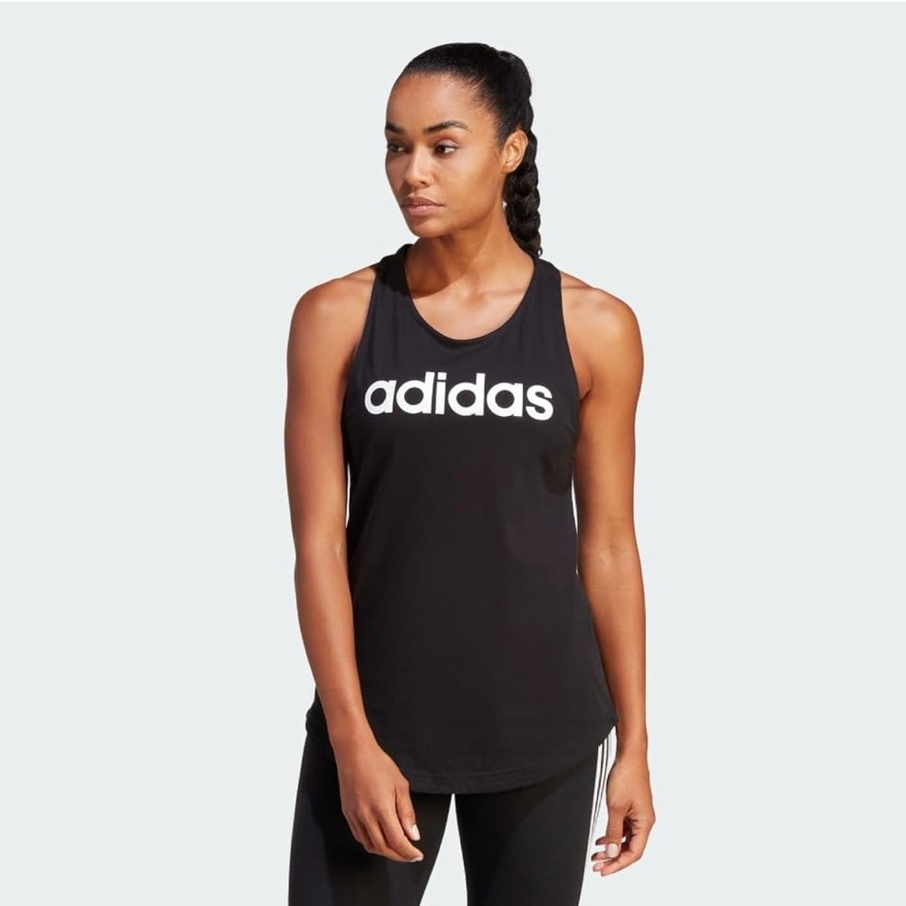 Adidas Women's Black and White Logo Tank Top